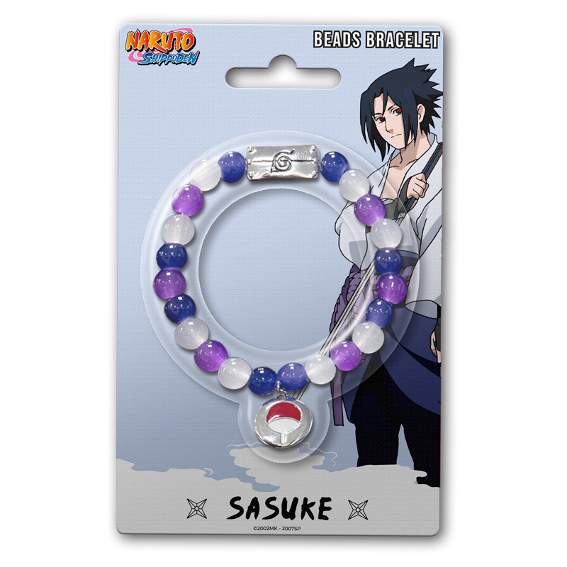 Naruto Shippuden Bracelet Perles Verre Sasuke x5 pièces