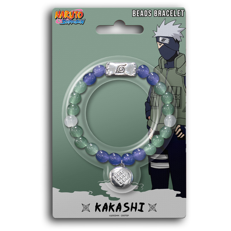 Naruto Shippuden Bracelet Perles Verre Kakashi x5 pièces