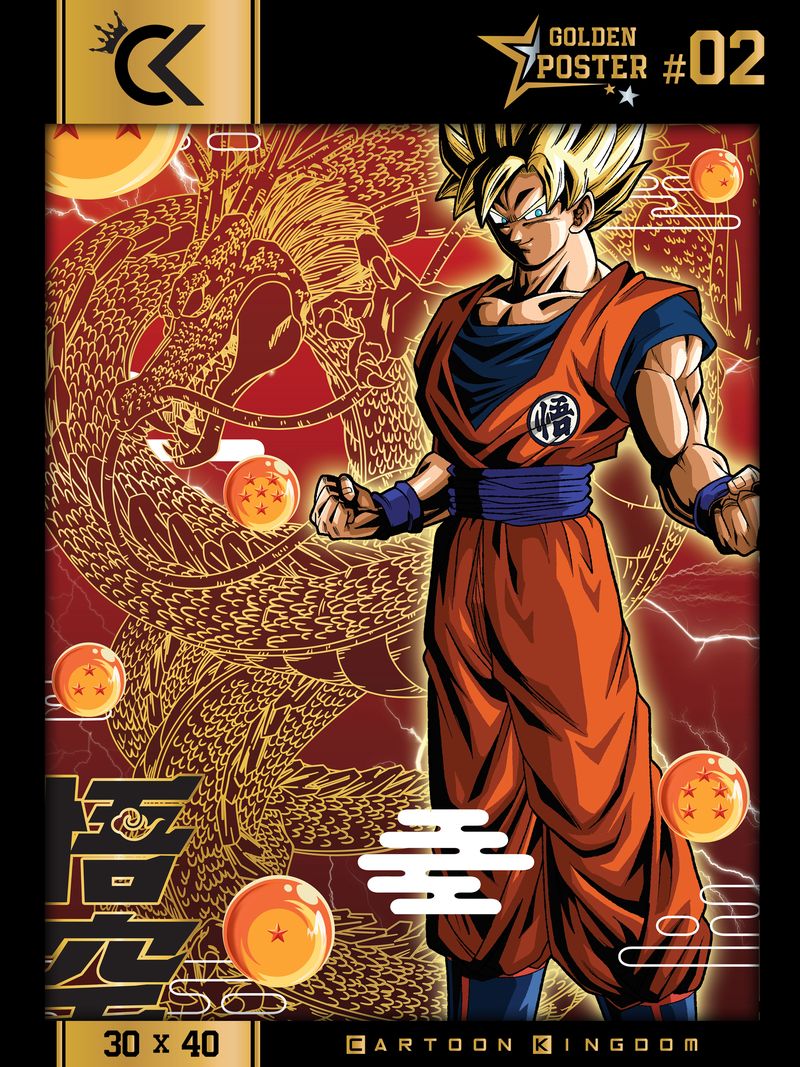 DBZ Dragon Ball Super Golden Poster Super Saiyan Son Goku