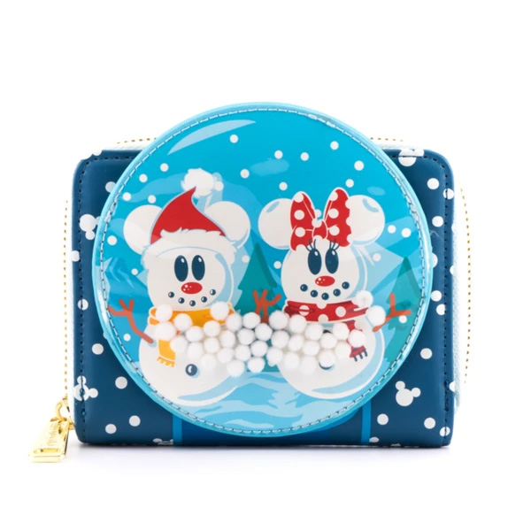 Disney Loungefly Portefeuille Snowman Mickey Minnie Snow Globe 