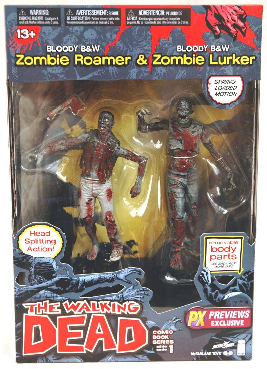 Walking Dead Comics Previews exclusive 2-pack black & White Zombies Lurker et Roamer McFarlane