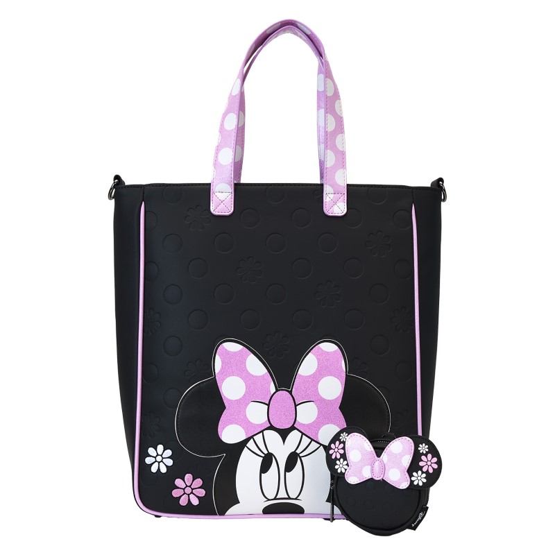 Disney Loungefly Grand Sac A Main Tote Bag Minnie Floral Rock The Dots